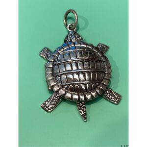 .925 Turtle Locket Vintage Sterling Silver Jewelry Charm Pendant #sea life